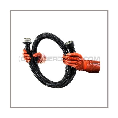 Gasmasktube T150-PVC with length 150 cm = 60 inch and gasmask-connectorthreads male zu female